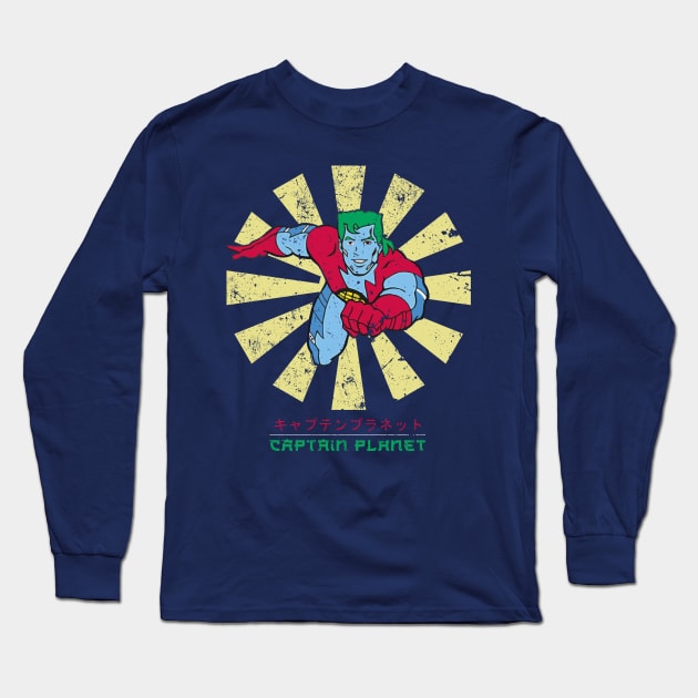 Captain Planet Retro Japanese Long Sleeve T-Shirt by Nova5